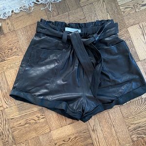 IRO leather paper bag shorts